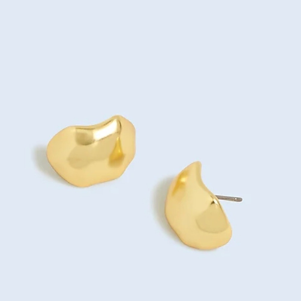 Madewell Gold Sculptural Molten Stud Earrings Hypoallergenic Titanium NP955 NEW